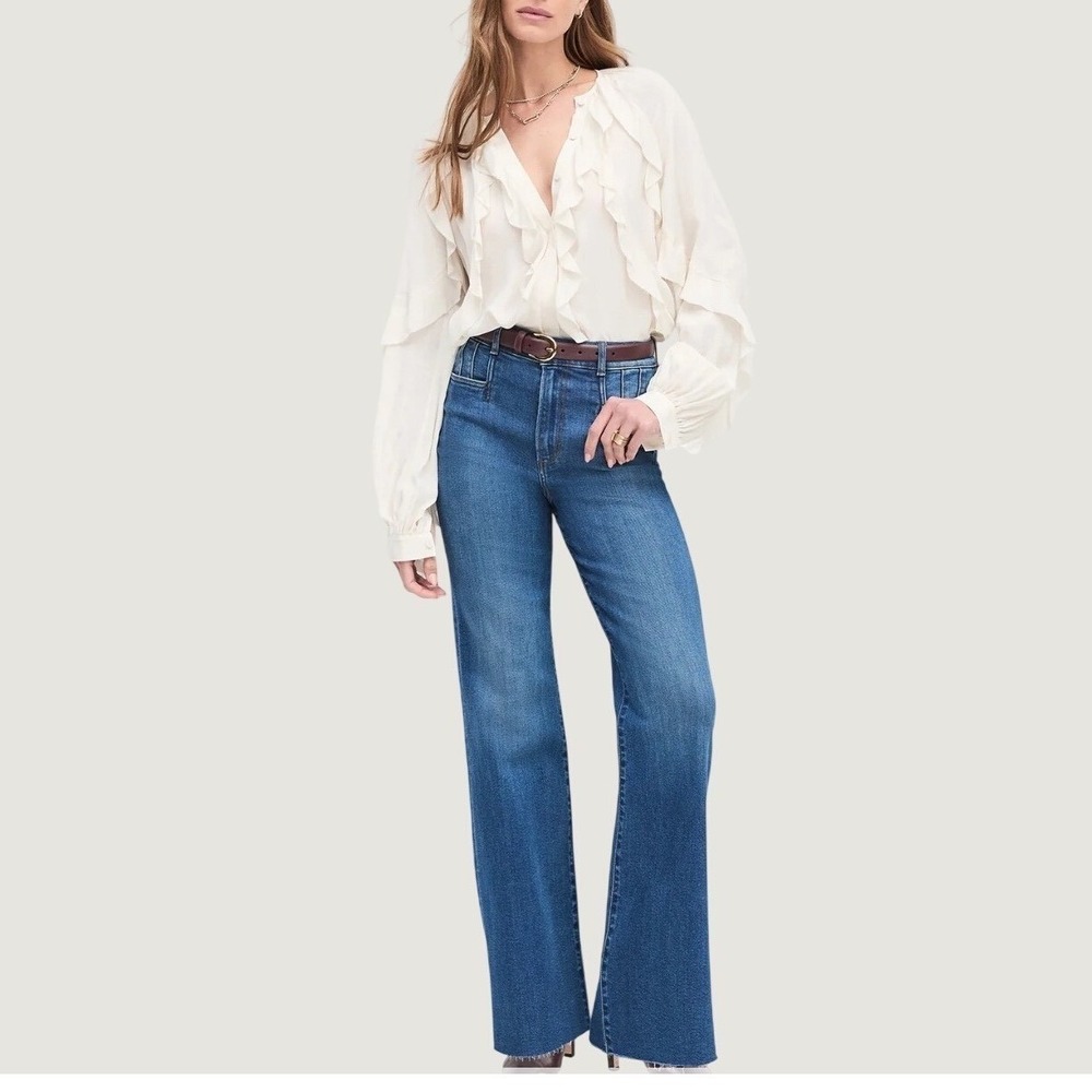 Favorite Daughter The Jordie Wide Leg Jeans Ascott‎ Super High Rise Blue Denim